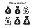 Money bag icon template black color editable. Money bag icon symbol Flat vector illustration for graphic and web design Royalty Free Stock Photo