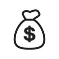 Money bag icon template black color editable. Money bag icon symbol Flat vector illustration for graphic and web design Royalty Free Stock Photo