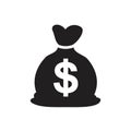Money bag icon template black color editable. Money bag icon symbol Flat vector illustration for graphic and web design Royalty Free Stock Photo