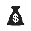 Money bag icon template black color editable. Money bag icon symbol Flat vector illustration for graphic and web design Royalty Free Stock Photo