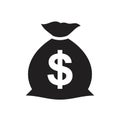 Money bag icon template black color editable. Money bag icon symbol Flat vector illustration for graphic and web design Royalty Free Stock Photo