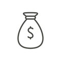 Money bag icon vector. Line dollar bag symbol.