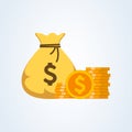 Money bag icon Vector, moneybag flat simple cartoon illustration