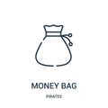 money bag icon vector from pirates collection. Thin line money bag outline icon vector illustration. Linear symbol for use on web