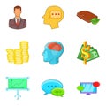 Money bag icons set, cartoon style Royalty Free Stock Photo