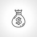 Money bag line icon, sack of money icon. money pouch line icon