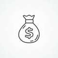 Money bag line icon, sack of money outline icon. money pouch icon