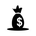 Money bag logo vector icon a black and white Moneybag sack with dollar sign Royalty Free Stock Photo