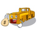 With money bag miniature locomotive mine in cartoon shape