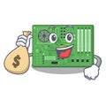 With money bag motherboard isolated with in the characater