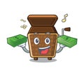 With money bag music box in the mascot shape