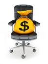 Money bag on the office chair Royalty Free Stock Photo