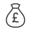 Money bag outline simple design icon. British pound moneybag icon.