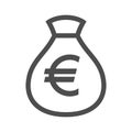 Money bag outline simple design icon. Euro moneybag icon. Royalty Free Stock Photo