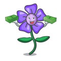 With money bag periwinkle flower mascot cartoon