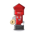 With money bag pillar box isolated with the cartoon Royalty Free Stock Photo
