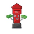 With money bag pillar box isolated in the mascot Royalty Free Stock Photo