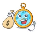 With money bag Pocket vintage watch on a cartoon