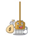 With money bag rake character cartoon style