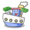 With money bag ship mascot cartoon style Royalty Free Stock Photo