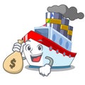 With money bag ship in the transportation ocean mascot Royalty Free Stock Photo