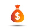 Money bag sign icon. Dollar USD currency. Royalty Free Stock Photo