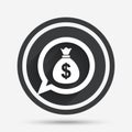 Money bag sign icon. Dollar USD currency. Royalty Free Stock Photo