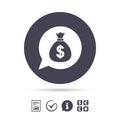 Money bag sign icon. Dollar USD currency. Royalty Free Stock Photo