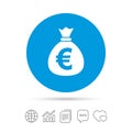 Money bag sign icon. Euro EUR currency.