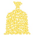 Money bag silhouette created from gold coins with dollar signs Royalty Free Stock Photo