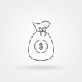 Money bag single isolated icon with modern line or outline style