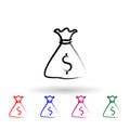 Money bag sketch style multi color icon. Simple thin line, outline vector of banking icons for ui and ux, website or mobile Royalty Free Stock Photo