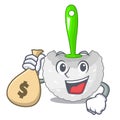 With money bag toilet brush in the character shape Royalty Free Stock Photo