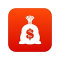 Money bag with US dollar sign icon digital red Royalty Free Stock Photo