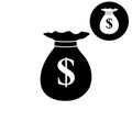 Money bag - white vector icon