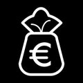 Money bag vector icon. Black and white euro sign illustration. Outline linear finance icon. Royalty Free Stock Photo