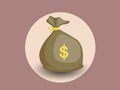 Money bag vector icon with dollar sign. isolated color and Background. Gift and decorative element.