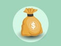 Money bag vector icon with dollar sign. isolated color and Background. Gift and decorative element.