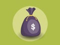 Money bag vector icon with dollar sign. isolated color and Background. Gift and decorative element.