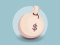 Money bag vector icon with dollar sign. isolated color and Background. Gift and decorative element.