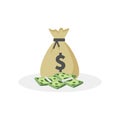 Money bag vector icon, moneybag and dollar sign isolated on white background, Vector illustration. Royalty Free Stock Photo