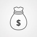 Money bag vector icon sign symbol Royalty Free Stock Photo