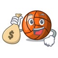 With money bag volleyball character cartoon style Royalty Free Stock Photo