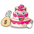 With money bag wedding cake in the character shape