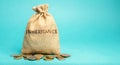 Money bag with the word Inheritance. Separation of inheritance between relatives or transfer of property to charitable