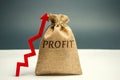 Money bag with the word Profit and an up arrow. Concept of business success, financial growth and wealth. Increase profits and Royalty Free Stock Photo