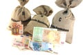 Money bags with Euros