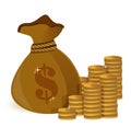 Money bags and gold coins Royalty Free Stock Photo