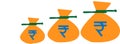 Money Bags Illustration with Rupee Symbol of India