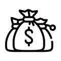 Money bags line icon vector isolated illustration